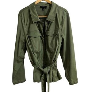 Lane Bryant Peplum Utility Jacket Army Green Women's Plus Size 28